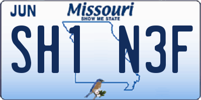 MO license plate SH1N3F