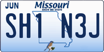 MO license plate SH1N3J