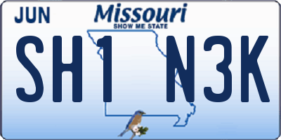 MO license plate SH1N3K