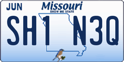 MO license plate SH1N3Q
