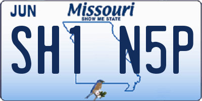 MO license plate SH1N5P