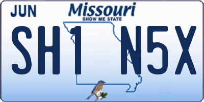 MO license plate SH1N5X