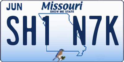 MO license plate SH1N7K