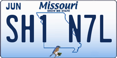 MO license plate SH1N7L