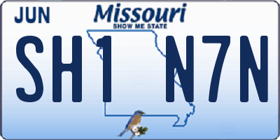 MO license plate SH1N7N
