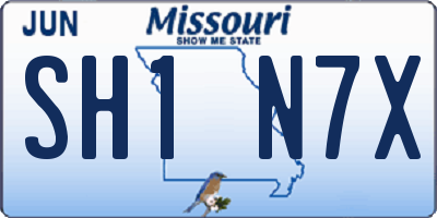 MO license plate SH1N7X