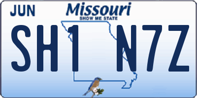 MO license plate SH1N7Z