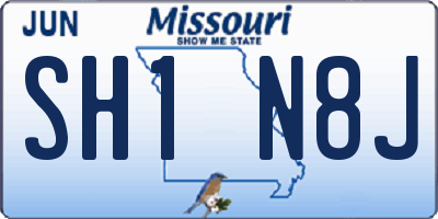 MO license plate SH1N8J
