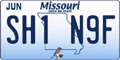 MO license plate SH1N9F