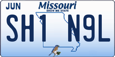 MO license plate SH1N9L