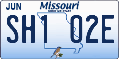 MO license plate SH1O2E