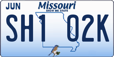 MO license plate SH1O2K