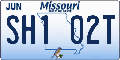 MO license plate SH1O2T