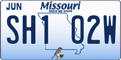 MO license plate SH1O2W