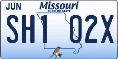 MO license plate SH1O2X