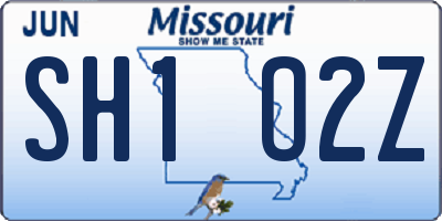 MO license plate SH1O2Z