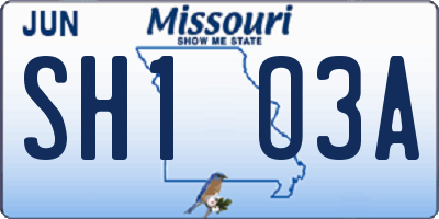 MO license plate SH1O3A