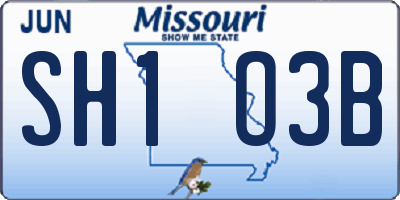 MO license plate SH1O3B