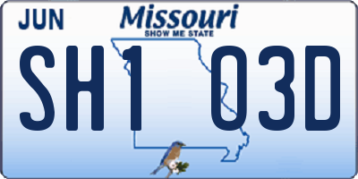 MO license plate SH1O3D