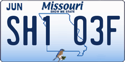 MO license plate SH1O3F
