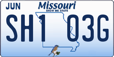 MO license plate SH1O3G