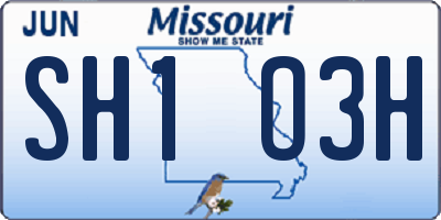 MO license plate SH1O3H