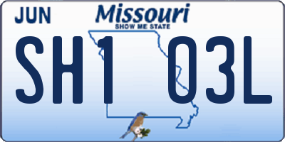 MO license plate SH1O3L