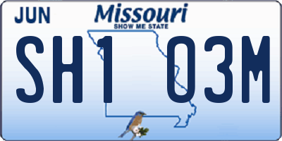 MO license plate SH1O3M
