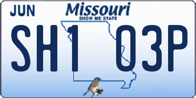 MO license plate SH1O3P