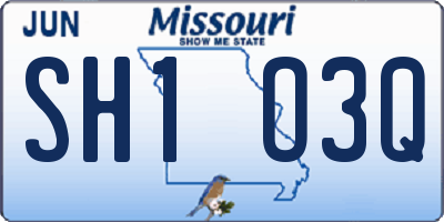MO license plate SH1O3Q
