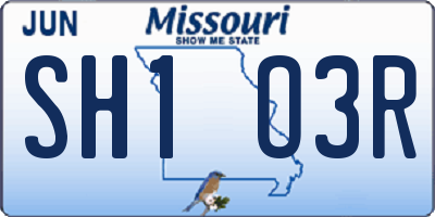 MO license plate SH1O3R
