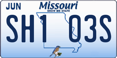 MO license plate SH1O3S