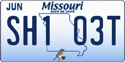 MO license plate SH1O3T