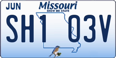 MO license plate SH1O3V