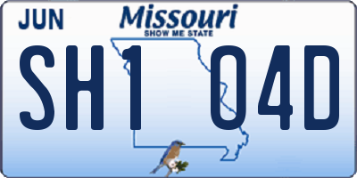 MO license plate SH1O4D