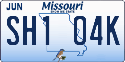 MO license plate SH1O4K