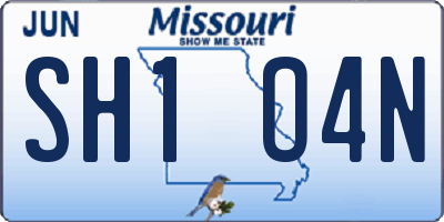 MO license plate SH1O4N