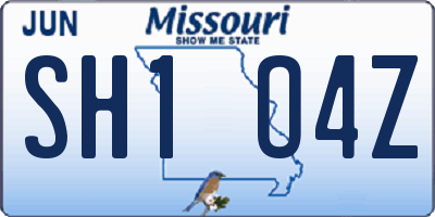MO license plate SH1O4Z