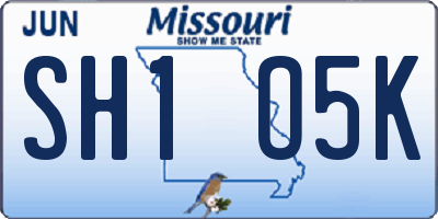 MO license plate SH1O5K
