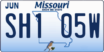 MO license plate SH1O5W