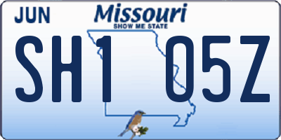 MO license plate SH1O5Z