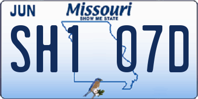 MO license plate SH1O7D
