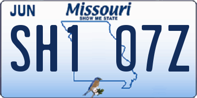MO license plate SH1O7Z