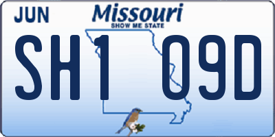 MO license plate SH1O9D