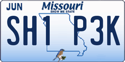 MO license plate SH1P3K
