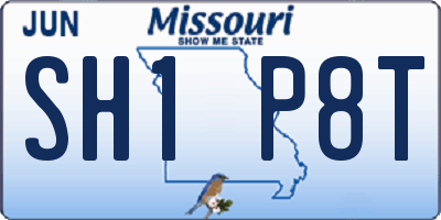 MO license plate SH1P8T