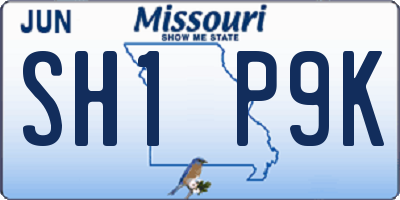MO license plate SH1P9K