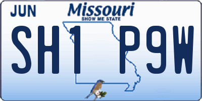 MO license plate SH1P9W
