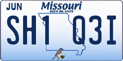 MO license plate SH1Q3I
