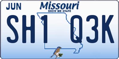 MO license plate SH1Q3K
